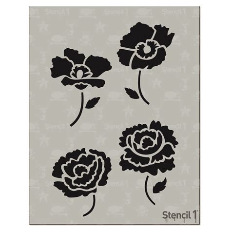 Peonies And Poppies Stencil 85x11 Stencil 1