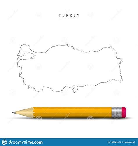 Turkey Freehand Sketch Outline Vector Map Isolated On White Background