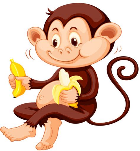 Monkey Eating Bananas Background Illustrations Royalty Free Vector