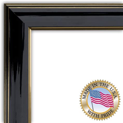 Arttoframes 20x20 20 X 20 Picture Frame Shiny Black With Gold Trim