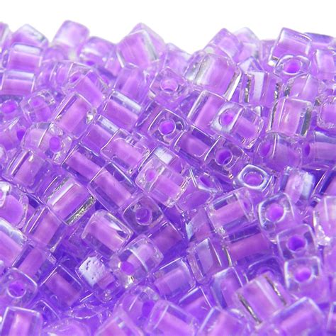 Miyuki 4mm Cube Seed Beads Colour Lined Violet The Bead Shop