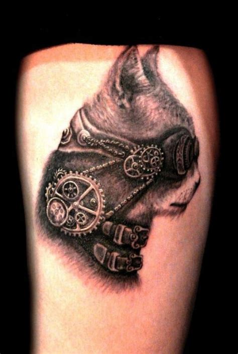 25 Awesome Steampunk Tattoo Designs Steampunk Cat Cats And Cat