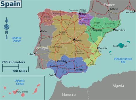 Spanien karta med sevärdheter utmärkta. Andalusien Karte Costa Del Sol
