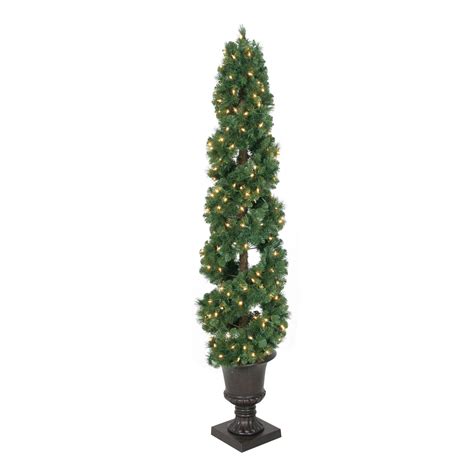 6 Ft Clear Pre Lit Topiary Pine Artificial Christmas Tree