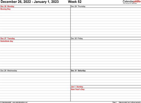 Weekly Calendar 2023 Uk Free Printable Templates For Word