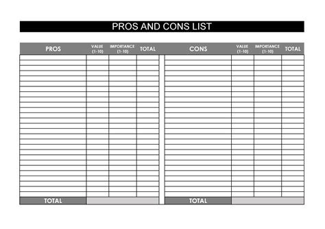 T Chart Pros And Cons List Online Or Editable And Printable