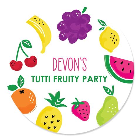 Tutti Fruity Circle Stickers Personalized Frutti Summer Etsy