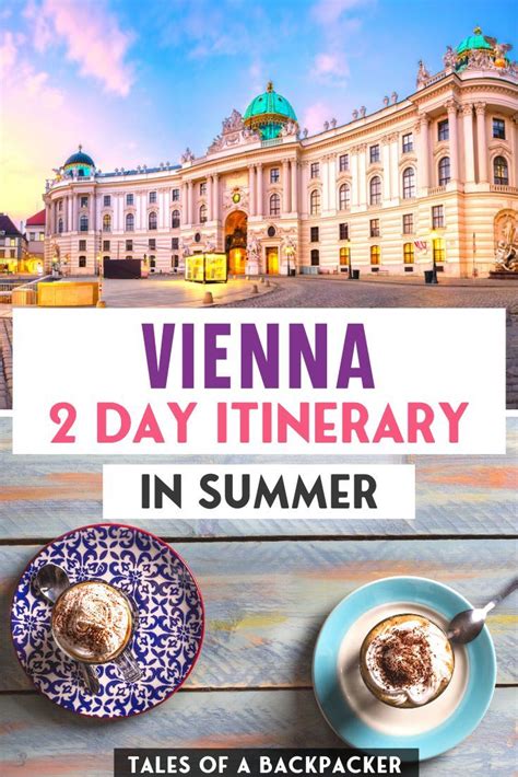 two cups of coffee sit next to each other in front of a large building with the words vienna 2