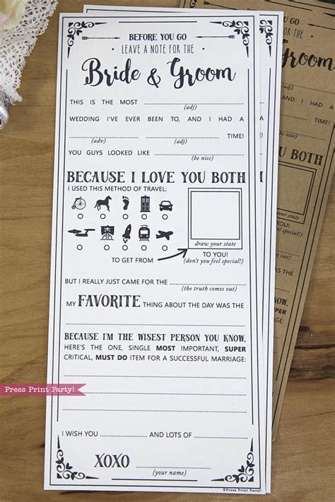 Need an interactive and most importantly, free wedding mad libs printable for your guests? Wedding Reception Games Mad Libs Printables - Press Print ...