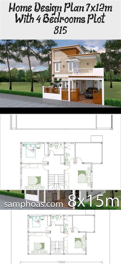 House Plans 7x12m With 4 Bedrooms Plot 8x15 Sam House