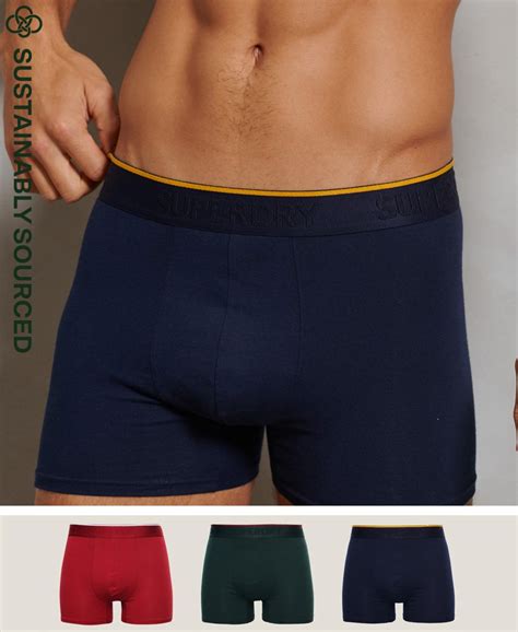 Mens Organic Cotton Classic Boxer Triple Pack In Nautical Navy