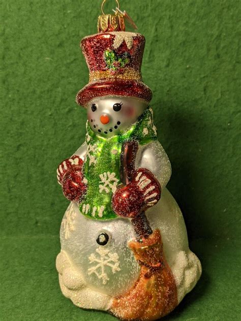 Ksa Kurt S Adler Glass Snowman With Top Hat And Broom Christmas