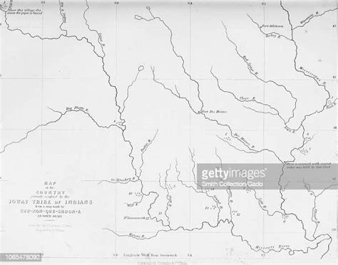 Engraved Map Of The Country Occupied By Iowa Indian Tribes From The