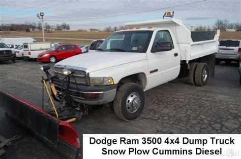 Dodge Ram 3500 Dump Truck 59l Cummins Diesel Meyer Snow Plow 4wd
