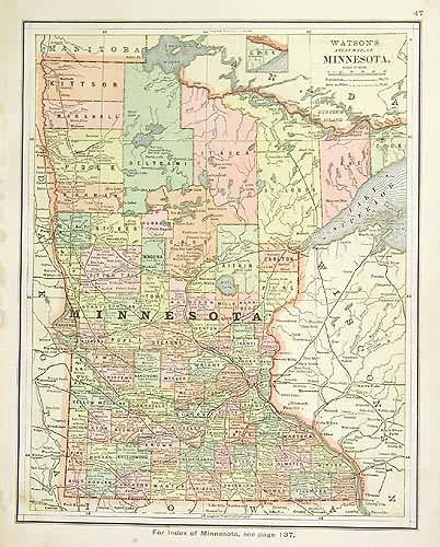 Watsons 1886 Map Of Minnesota Art Source International
