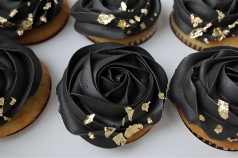 Me And My Mom Made Black Cupcakes With Edible Gold Flakes Daily Dose Of Baking Pastry And