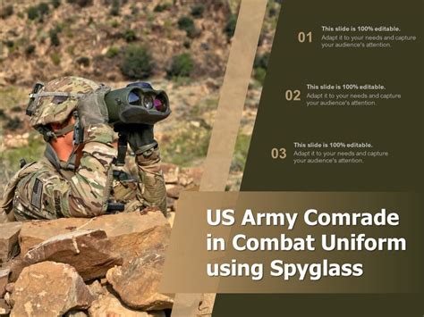 Us Army Comrade In Combat Uniform Using Spyglass Presentation