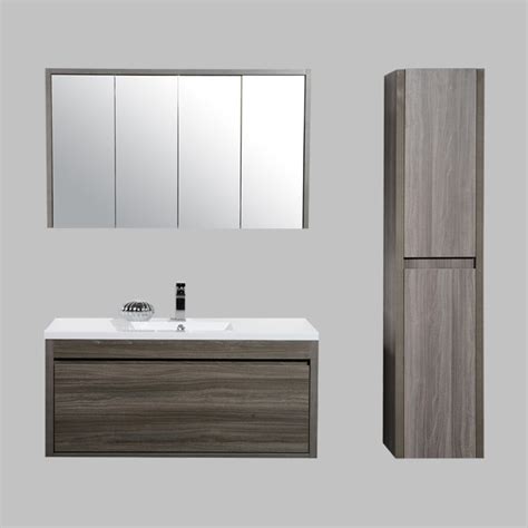 I bought a 30 wide x 24 high x 24 deep refrigerator kitchen wall hung cabinet, and cut the depth of the box down to 21, and the height down to 18. Maple Grey Single or Double Sink Wall-Hung Bathroom Vanity