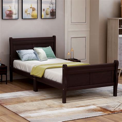 Lowestbest Wood Platform Beds With Headboardfootboardwood Slat Support Twin Bed Frame