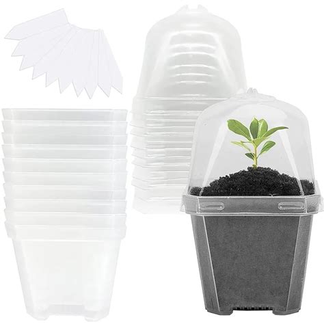 4 Clear Plant Kwekerij Potten Met Vochtigheid Dome 10Pcs Plastic