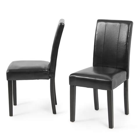 Perfect for dining or office! Set of 2 Elegant Design Leather Parsons Dining Chairs ...