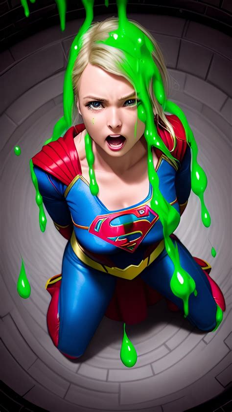 supergirl green slimed in slimepit by theslimer on deviantart
