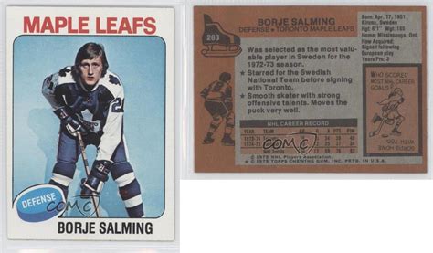 1975 76 Topps 283 Borje Salming Toronto Maple Leafs Hockey Card Ebay
