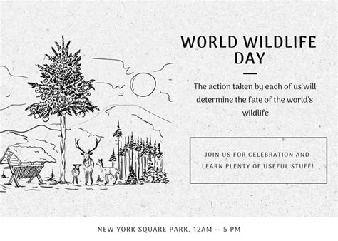 World Wildlife Day Announcement Online Postcard 5 X 7 Template