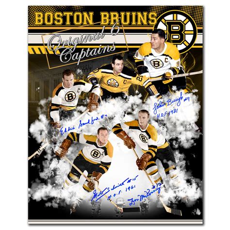 Boston Bruins Original Six Captains Autographed 16x20 Signed By 4 Nhl