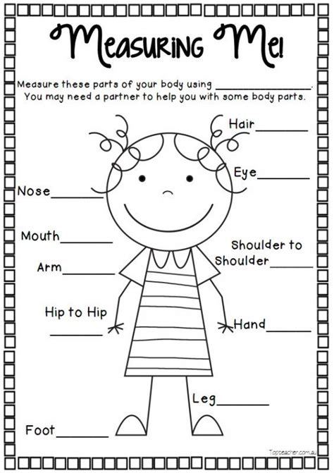 Measuring Me Boy And Girl Templates Math Activities Elementary