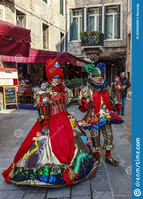 Portrait Of A Disguised Couple Venice Carnival 2012 Editorial Stock