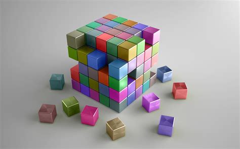 Abstract Colored Cubes 3d Art Graphics Hd Wallpaper