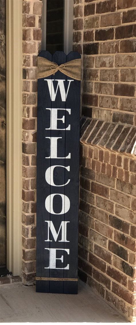 Rustic Wood Welcome Sign Vertical Wooden Welcome Sign Etsy Pallet