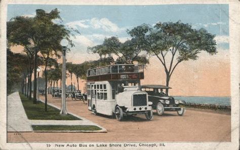 New Auto Bus On Lake Shore Drive Lincoln Park Chicago Il Postcard