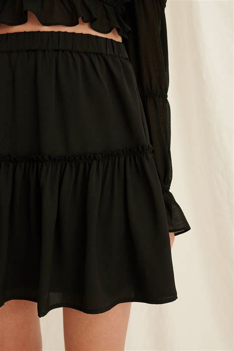 Recycled Frill Mini Skirt Black Na