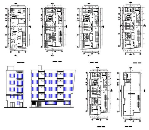 Hotel Layout Plan And Elevation Design Dwg File Cadbull Designinte