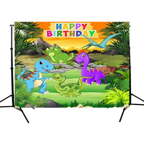 Cartoon Dinosaur Party Backdrop Children Birthday Party Etsy
