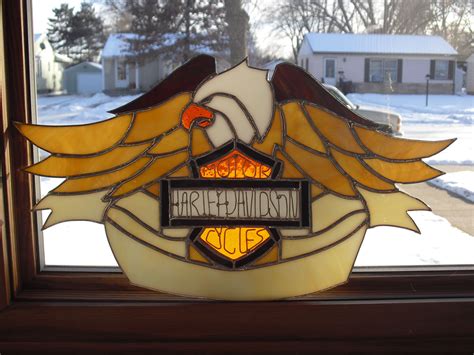 Harley Davidson Stained Glass Harley Signs And Stuff Pinterest