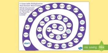 4 Times Table Games Multiplication And Division Board Game