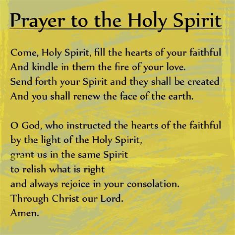 Prayer To The Holy Spirit Come Holy Spirit Fill The Hearts Of Your