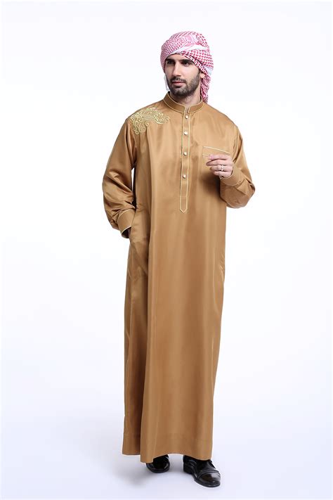 Men Dubai Clothes Muslim Thobe Abaya Robe Daffah Dishdasha Islamic