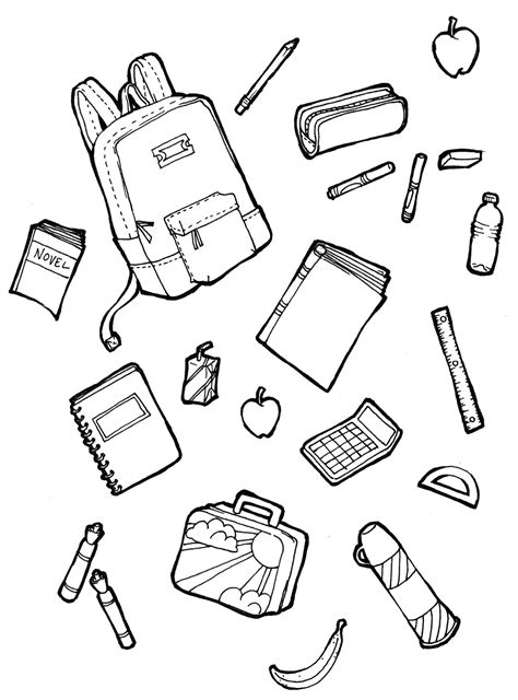 School Supplies Drawing At Explore Collection Of