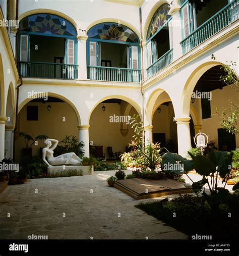 Courtyard Of A Traditional Spanish Colonial House Havana Cuba Carribean