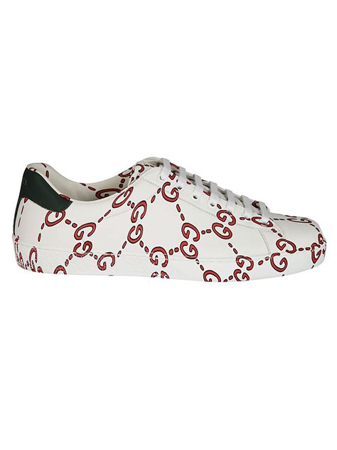 Gucci Red And White Ace Gg Supreme Leather Sneakers Modesens Gucci