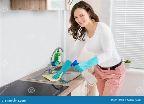 Woman Cleaning Sink Stock Image Image Of Hygiene Cleaner 57412189