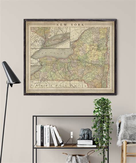 1897 New York Map Print Vintage Map Art Antique Map Map Of Etsy