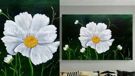 Easy Acrylic Painting Beautiful Floral White Flower Painting Art