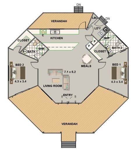 2 Bed Round House Plan170kr 2 Bedroom Design Free House Plan Here