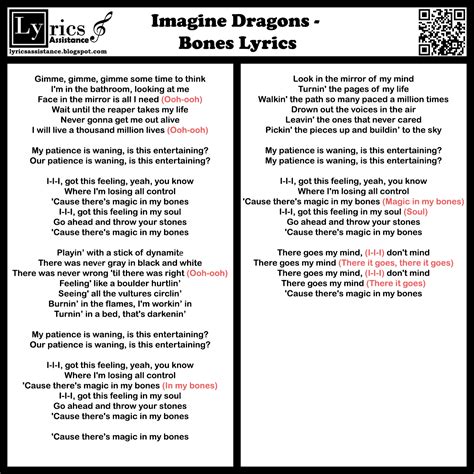 Imagine Dragons Bones Lyrics