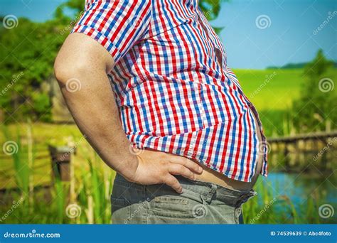 Fat Man At Outdoor Stock Image Image Of Overweight Obesity 74539639